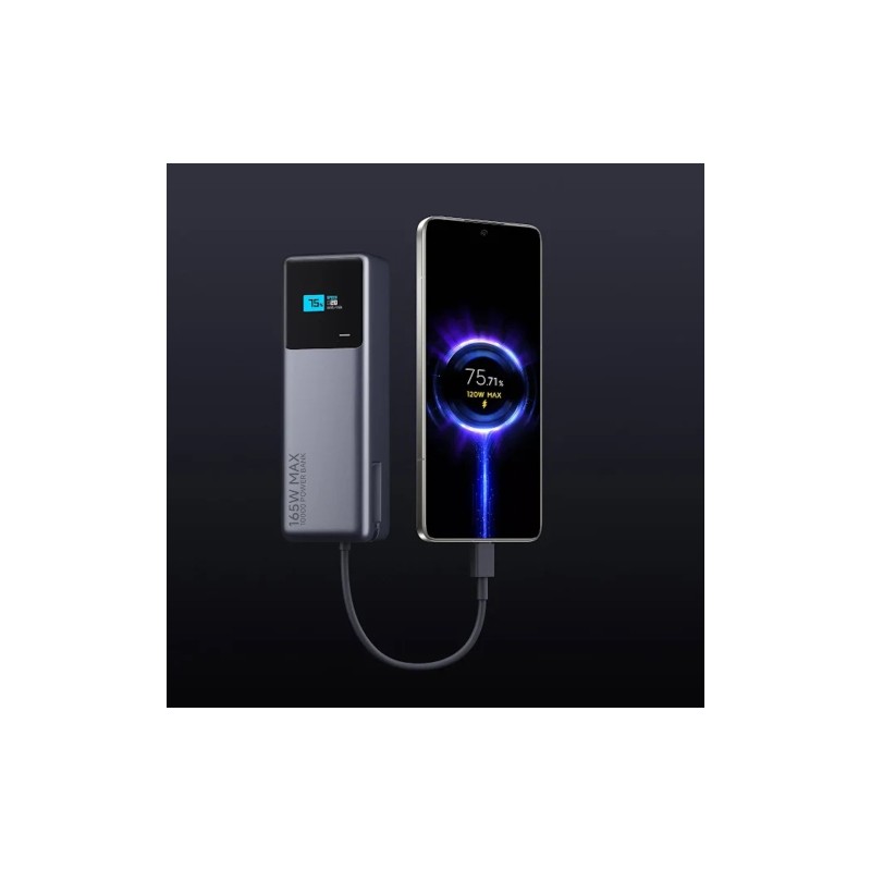 Xiaomi 165W Išorinė baterija (Power Bank) 10000mAh, integruotas kabelis, Pilka