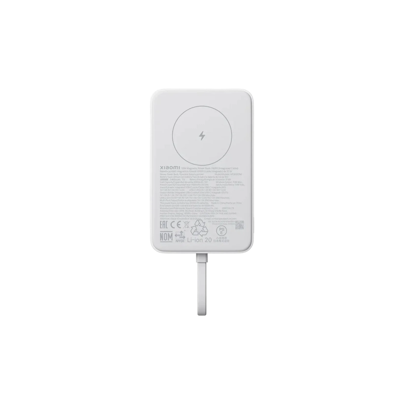 Xiaomi 33W Magnetic Išorinė baterija (Power Bank) 10000mAh, integruotas kabelis, Balta