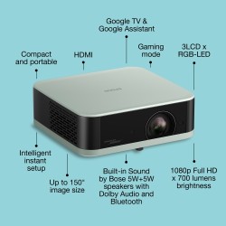 Epson Lifestudio Pop EF-61G Projektorius 3LCD FHD 1920x1080, 700 lumens, USB, Wi-Fi, BT, Ice Green