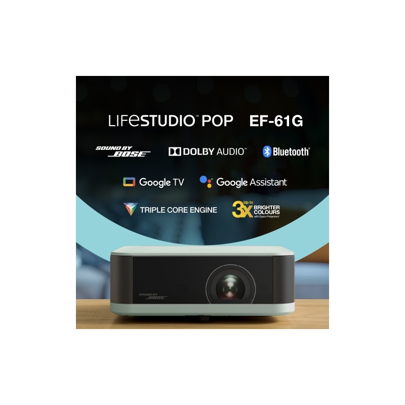 Epson Lifestudio Pop EF-61G Projektorius 3LCD FHD 1920x1080, 700 lumens, USB, Wi-Fi, BT, Ice Green