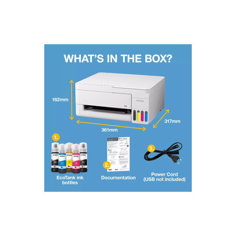 Epson EcoTank L3356 Spausdintuvas rašalinis spalvotas MFP A4 33 ppm USB Wi-Fi