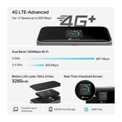 TP-Link M7750 600 Mbps LTE-Advanced Mobile Wi-Fi Belaidis Maršrutizatorius