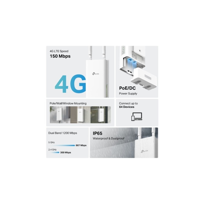 TP-Link Archer MR402-Outdoor 4G AC1200 Dual Band Wi-Fi Outdoor Maršrutizatorius