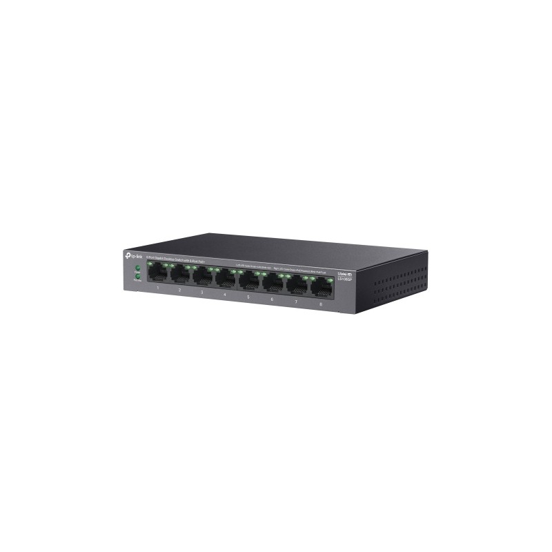 TP-Link LS108GP 8-Port Gigabit Desktop Šakotuvas su 8-Port PoE+