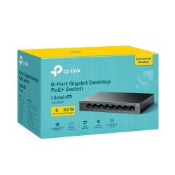 TP-Link LS108GP 8-Port Gigabit Desktop Šakotuvas su 8-Port PoE+