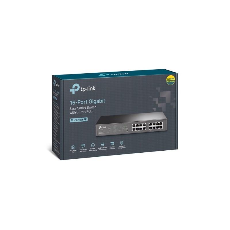 TP-Link TL-SG1016PE 16-Port Gigabit Easy Smart PoE Šakotuvas su 8-Port PoE+