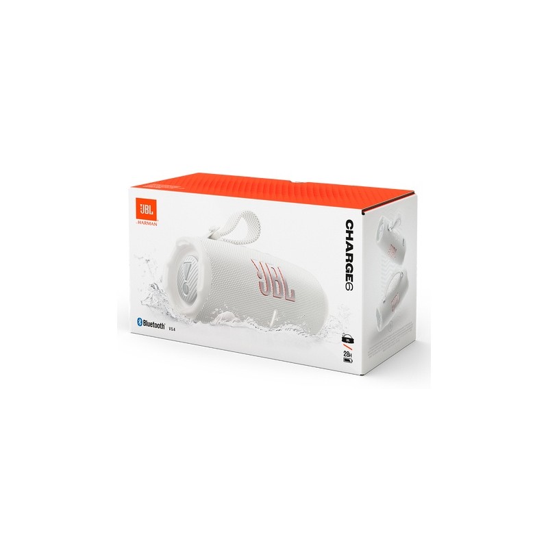 JBL Charge 6 Nešiojama garso kolonėlė, Bluetooth, White