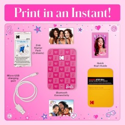 Barbie x Kodak STEP Slim Momentinis mobilus nuotraukų spausdintuvas Colour ZINK 2x3'' 1ppm, BT, Pink