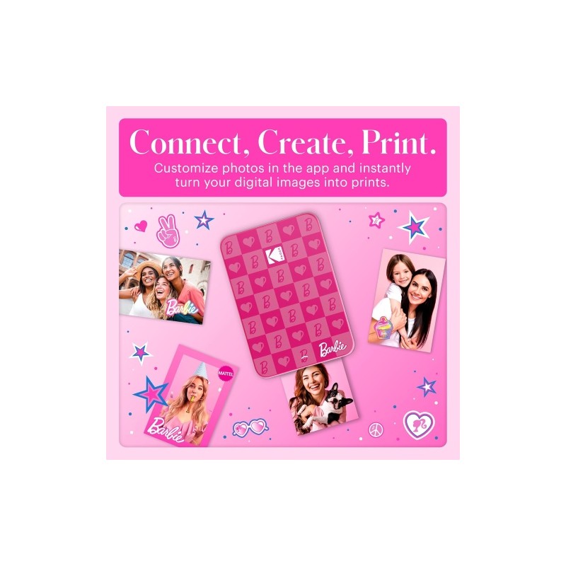 Barbie x Kodak STEP Slim Momentinis mobilus nuotraukų spausdintuvas Colour ZINK 2x3'' 1ppm, BT, Pink