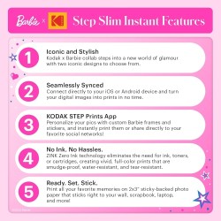 Barbie x Kodak STEP Slim Momentinis mobilus nuotraukų spausdintuvas Colour ZINK 2x3'' 1ppm, BT, Pink