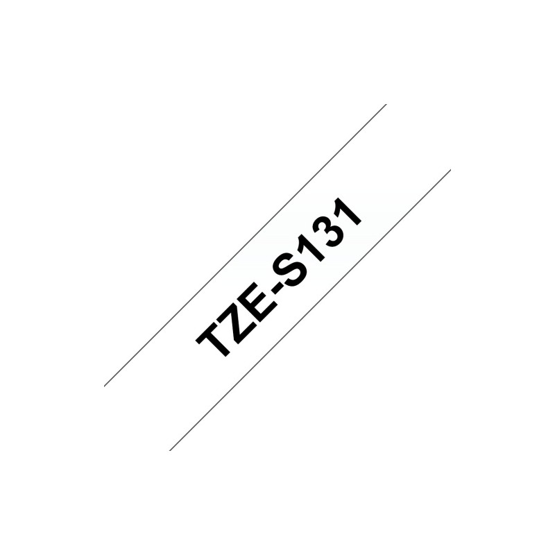 Brother TZe-S131 (TZeS131) Ženklinimo juostelė, Strong Adhesive, Black on Clear, 12mm 8m