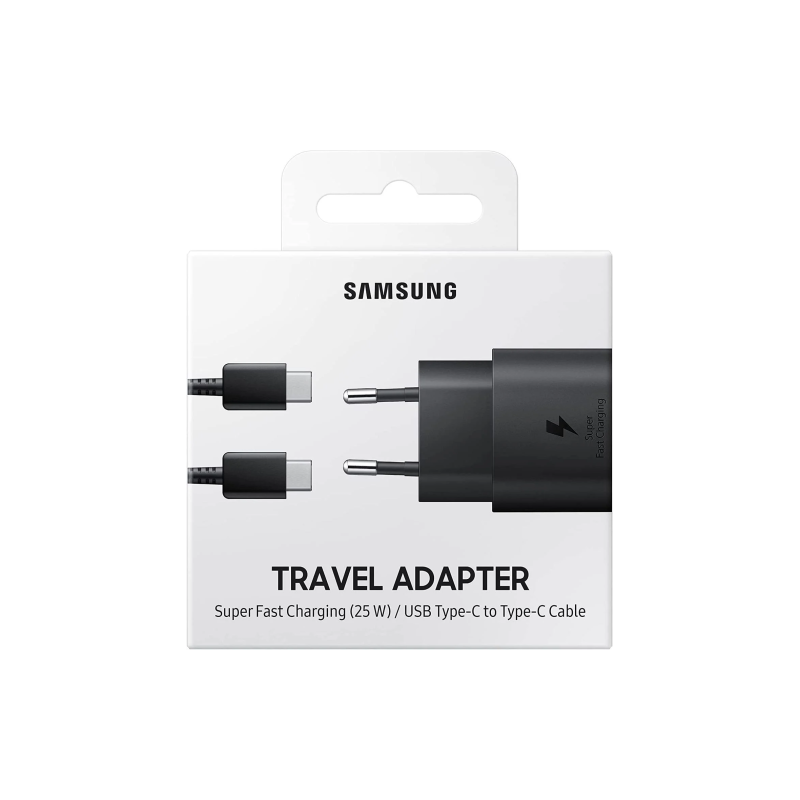 Samsung EP-TA800 Super Fast Charging 25W Įkroviklis USB-C + Kabelis USB-C, Juoda