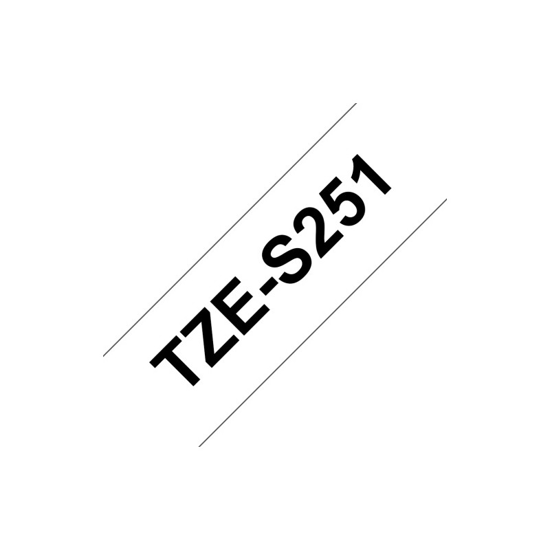 Brother TZe-S251 (TZeS251) Laminuota ženklinimo juostelė, Strong Adhesive, Black on White, 24mm 8m