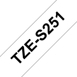 Brother TZe-S251 (TZeS251) Laminuota ženklinimo juostelė, Strong Adhesive, Black on White, 24mm 8m