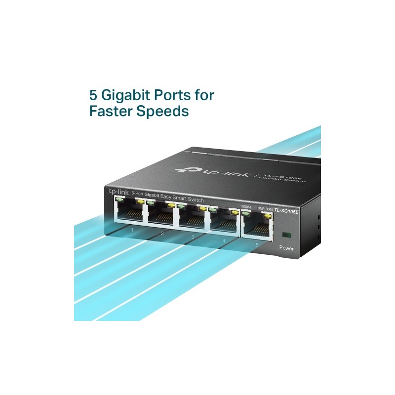 TP-Link TL-SG105E 5-Port Gigabit Easy Smart Šakotuvas 5 10/100/1000Mbps RJ45 ports