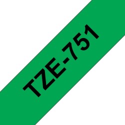 Brother TZe-751 (TZE751) Laminuota ženklinimo juostelė, Black on Green, 24mm 8m