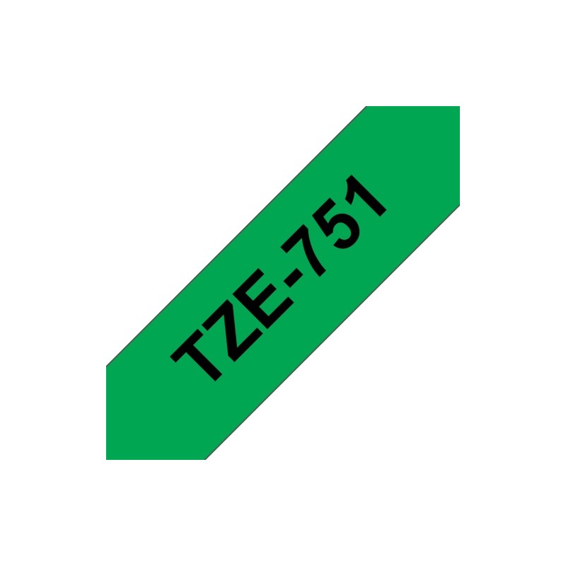 Brother TZe-751 (TZE751) Laminuota ženklinimo juostelė, Black on Green, 24mm 8m