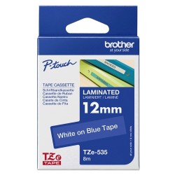 Brother TZe-535 (TZE535) Laminuota ženklinimo juostelė, White on Blue, 12mm 8m