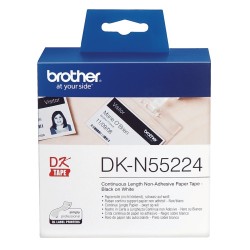 Brother DK-N55224 (DKN55224) Nelipnių popierinių etikečių ritinėlis, Black on White, 54mm 30.5m