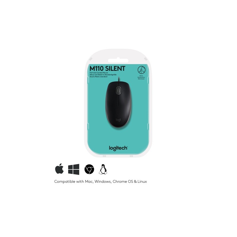 Pelė Logitech B110 Silent, Juoda